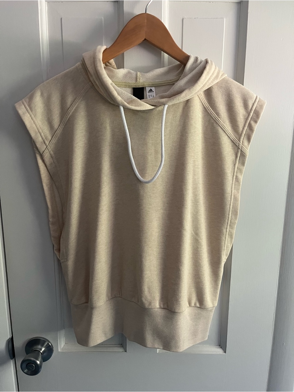 Adidas Sleeveless Hoodie Sweatshirt - Cream, Size XS (4-6)